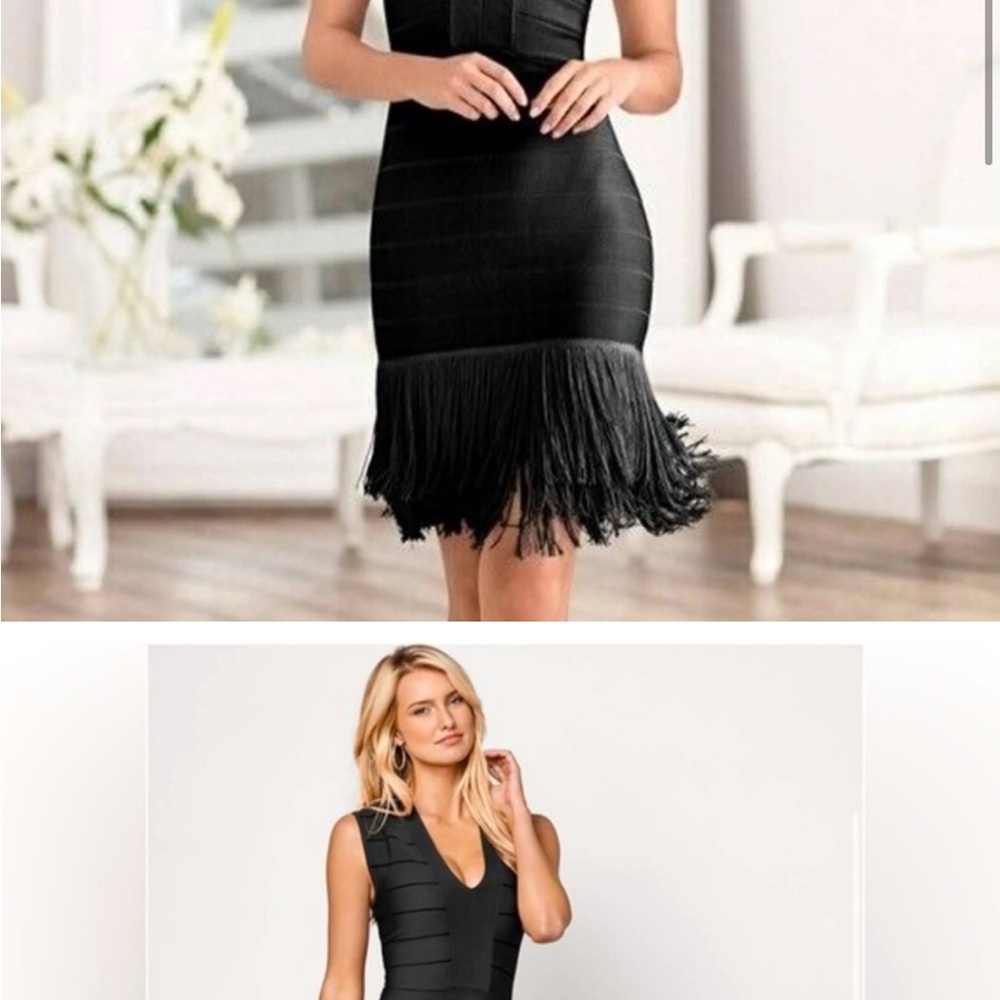 Venus Black Fringe Bodycon Bandage Dress